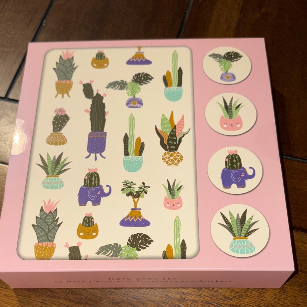 Pink Cactus-Themed Card Set